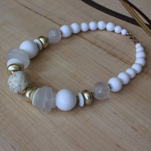 Classic White & Gold Beaded Necklace